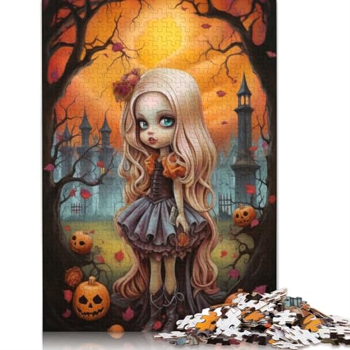 Halloween Mädchen Puzzle 1000 Teile Cartoon Mädchen Erwachsene Teenager Lernspielzeug Holz Lernspielzeug 1000 Teile (75x50cm) von POLIUAWS