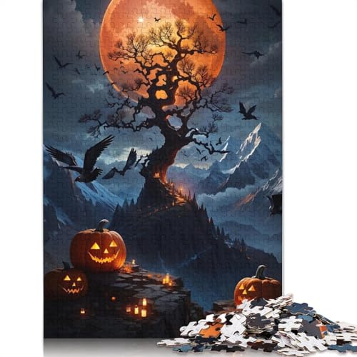 Halloween-Puzzle, 1000 Teile für Erwachsene, Halloween-Geschenkpapier für Erwachsene, Familienspaß, Spieleabende, 1000 Teile (38 x 26 cm) von POLIUAWS