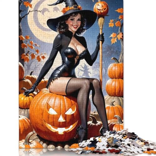 Halloween Puzzle 1000 Teile Cartoon-Mädchen für Erwachsene, Halloween-Geschenk, Erwachsenenpuzzle, einzigartige Dekorationen und Geschenke, 1000 Teile (75x50cm) von POLIUAWS