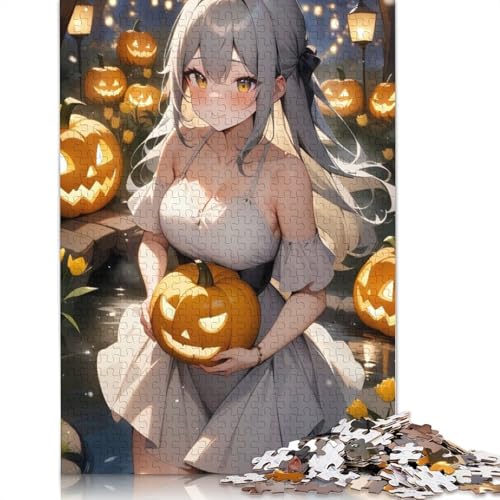 Halloween Puzzle 1000 Teile Cartoon-Mädchen für Erwachsene, Halloween-Geschenk, Puzzle, Lernspiel, Herausforderung, Spielzeug, 1000 Teile (75x50cm) von POLIUAWS