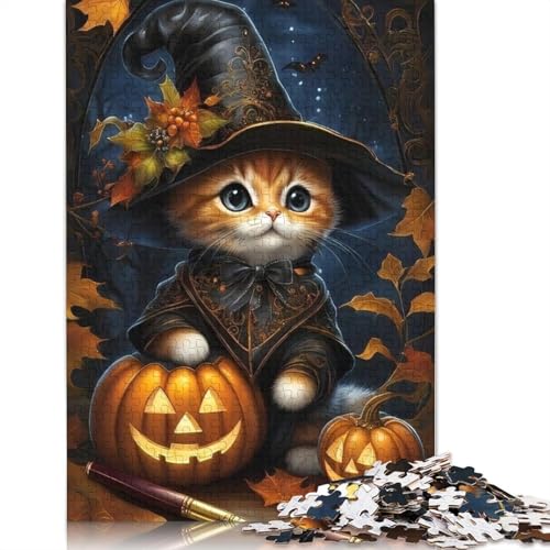 Halloween Puzzle 1000 Teile Halloween Katzen für Erwachsene Halloween Geschenk Puzzle für Erwachsene und Jugendliche ab 12 Jahren, 1000 Teile (38x26cm)< von POLIUAWS