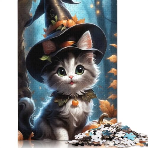 Halloween Puzzle 1000 Teile Kätzchen für Erwachsene und Teenager, Papierpuzzle für Familienspaß und Spieleabende, 1000 Teile (38x26cm) von POLIUAWS