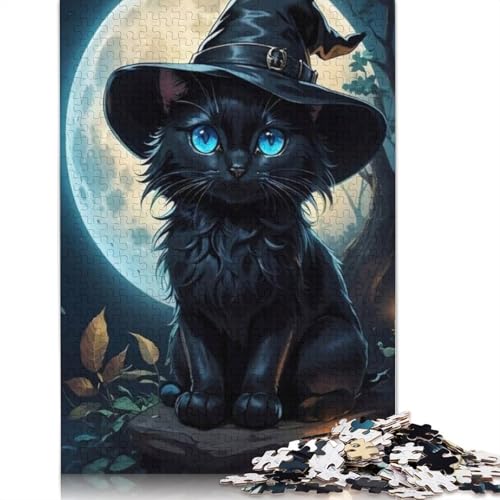 Halloween Puzzle 1000 Teile Schwarze Katze Erwachsene Teenager Halloween Geschenk für Teenager Männer Frauen 1000 Teile (75x50cm) von POLIUAWS