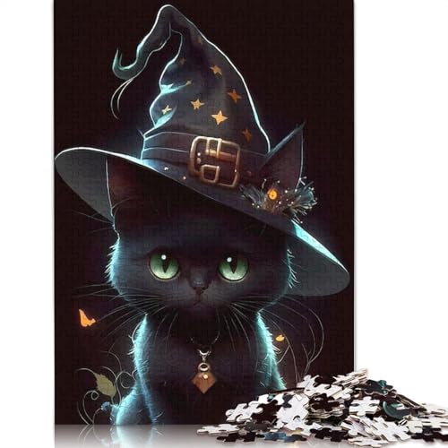 Halloween Puzzle 1000 Teile Schwarze Katze für Erwachsene, Holzpuzzle, Lernspiel für Erwachsene Teenager, 1000 Teile (75x50cm) von POLIUAWS