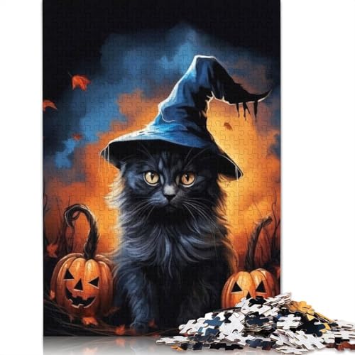 Halloween Puzzle für Erwachsene Schwarze Katze, 1000 Teile, Puzzle für Teenager, Lernspiel, Spielzeug, Weihnachtsgeschenke, 1000 Teile (75x50cm) von POLIUAWS