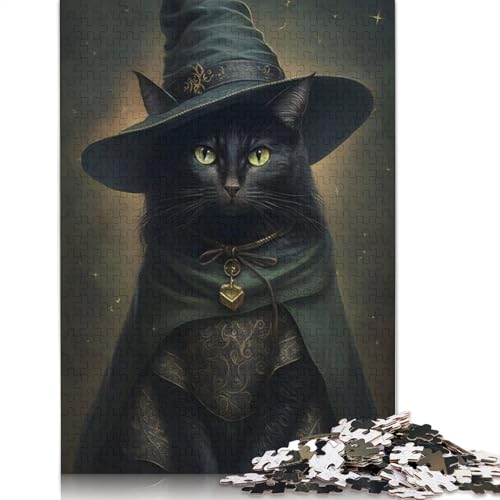 Halloween Puzzle mit schwarzer Katze für Erwachsene, 1000 Teile, Puzzle für Erwachsene und Teenager, Familienspiel, 1000 Teile (38x26cm) von POLIUAWS