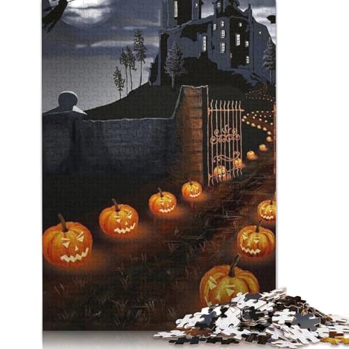 Halloween Schloss 1000 Teile Puzzle für Erwachsene, Halloween-Geschenk für Erwachsene, einzigartige Puzzles für Heimdekoration und Geschenke, 1000 Teile (75x50cm) von POLIUAWS