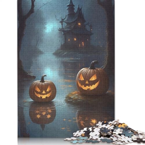 Halloween Schloss 1000 Teile Puzzle für Erwachsene, Papier-Puzzle, Lernspiel für Erwachsene Teenager, 1000 Teile (38 x 26 cm) von POLIUAWS