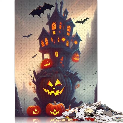 Halloween Schloss 1000 Teile Puzzle für Erwachsene, Papierpuzzle für Erwachsene, Teenager, Männer und Frauen, Geschenk 1000 Teile (38x26cm) von POLIUAWS