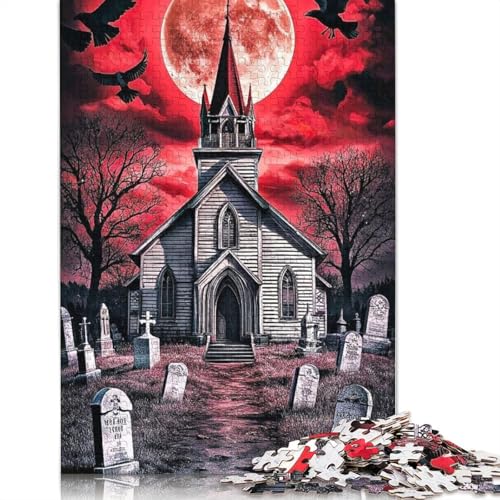 Halloween Schloss Puzzle, 1000 Teile, Holzpuzzle für Erwachsene und Jugendliche, Familienspiel, Weihnachtsgeschenke, 1000 Teile (75x50cm) von POLIUAWS