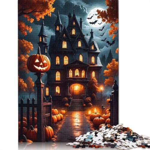 Halloween Schloss Puzzle, 1000 Teile, Papier-Puzzle für Erwachsene und Jugendliche, Familienspiel, Weihnachtsgeschenke, 1000 Teile (38 x 26 cm) von POLIUAWS