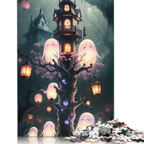 Halloween Schloss Puzzle für Erwachsene, 1000 Teile Puzzle für Teenager, Lernspiel, Spielzeug, Weihnachtsgeschenke, 1000 Teile (38 x 26 cm) von POLIUAWS