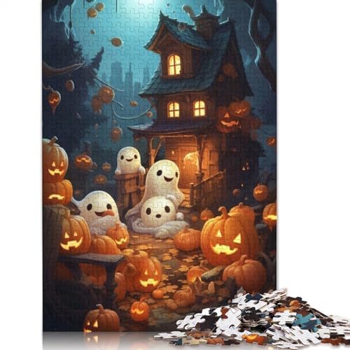 Halloween Schloss Puzzle für Erwachsene Teenager, 1000 Teile, Holzpuzzle für Teenager, Geschenke, Puzzle, 1000 Teile (75x50cm) von POLIUAWS