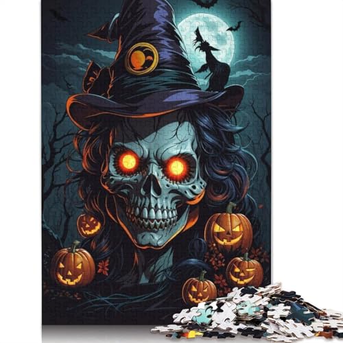 Halloween Skelett Puzzle 1000 Teile für Erwachsene, Papierpuzzle, Halloween-Geschenke, Puzzle für Erwachsene, Lernspiel, Herausforderung Spielzeug, 1000 Teile (38 x 26 cm) von POLIUAWS