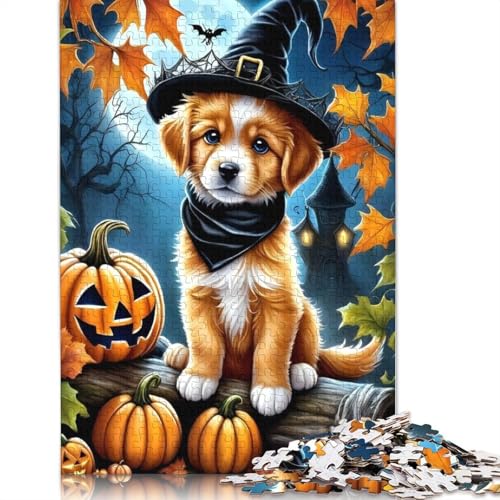 Halloween Zauberer Hund Erwachsene Puzzle 1000 Teile Puzzle für Teenager ab 12 Jahren, Heiligabend Geschenke, 1000 Teile (38x26cm) von POLIUAWS