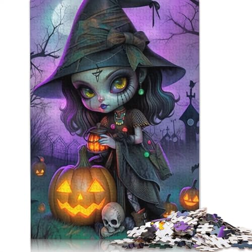 Halloween Zauberer Puzzle 1000 Teile für Erwachsene, Holzpuzzle, Halloween-Geschenke, Erwachsenenpuzzle, Lernspiel, Herausforderung Spielzeug, 1000 Teile (75x50cm) von POLIUAWS