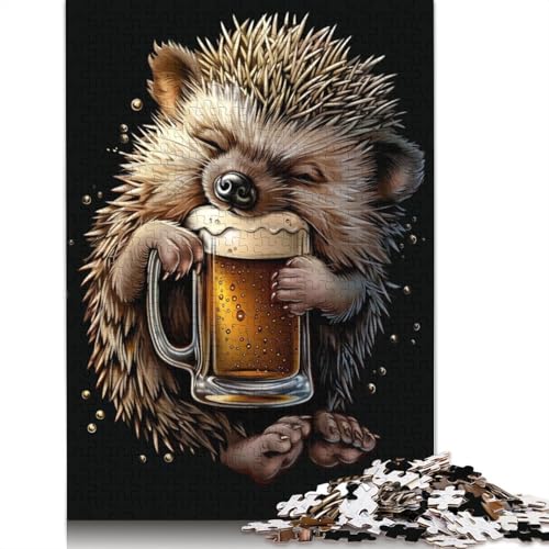 Hedgehog Beer Puzzle 1000-teilige Schwer Puzzle Spielzeug Pädagogisches Spiel Impossible Herausforderung Spielzeug Für Erwachsene Kinder 1000pcs (38x26cm) von POLIUAWS
