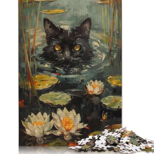 Hiding Black Cat Creek 1000-teiliges Puzzle für Erwachsene, Familienspiel, Teenager, Puzzle 1000 Teile (38 x 26 cm) von POLIUAWS