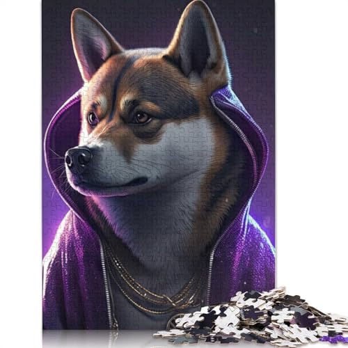 Hip Hop Art Beagle Papierpuzzle, 1000 Teile, Puzzle für Erwachsene, Lernspiel, Spielzeug, Geschenke für Heiligabend, 1000 Teile (38 x 26 cm) von POLIUAWS