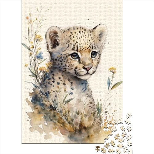 Holzpuzzle, 1000 Teile, Geparden-Motiv, für Erwachsene und Jugendliche, Familienspiel, Weihnachtsgeschenke, 1000 Teile (75 x 50 cm) von POLIUAWS