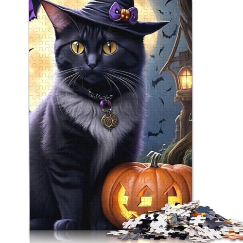 Holzpuzzle, 1000 Teile, Halloween-Kätzchen, für Erwachsene, pädagogisches Spiel, Herausforderungsspielzeug, 1000 Teile (75 x 50 cm) von POLIUAWS