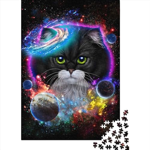 Holzpuzzle, 1000 Teile, Katze in der Galaxie, für Erwachsene, 75 x 50 cm Holzpuzzle, 1000 Teile, Katze in der Galaxie, für Erwachsene, 75 x 50 cm von POLIUAWS