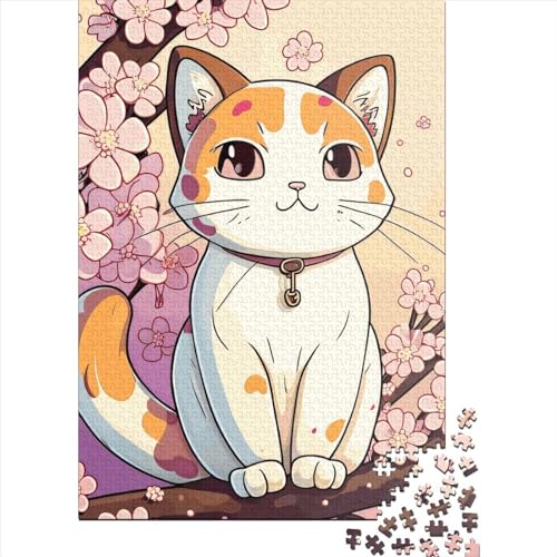 Holzpuzzle, 1000 Teile, japanische Katzen, für Erwachsene und Jugendliche (ab 12 Jahren), 1000 Teile (75 x 50 cm) von POLIUAWS
