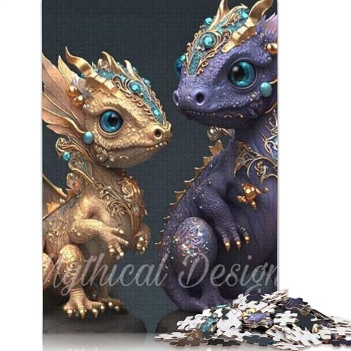 Holzpuzzle, 1000 Teile, niedliche Drachen für Erwachsene, Weihnachtsgeschenke, Lernspiel, Herausforderung, Spielzeug, 1000 Teile (75 x 50 cm) von POLIUAWS