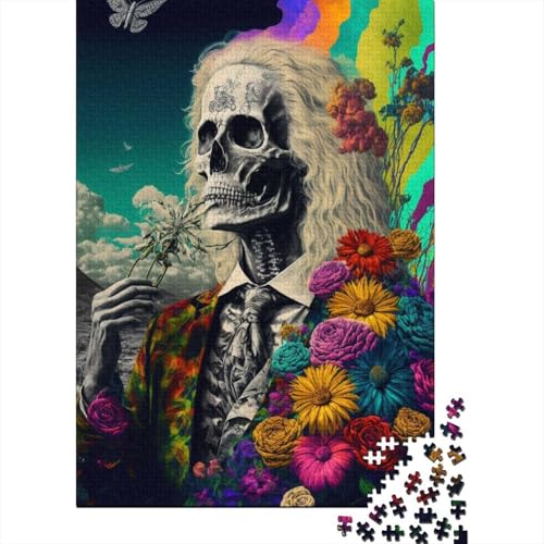 Holzpuzzle, 1000 Teile, rosa Schädel, für Erwachsene, pädagogisches Spiel, Herausforderungsspielzeug, 1000 Teile (75 x 50 cm) von POLIUAWS