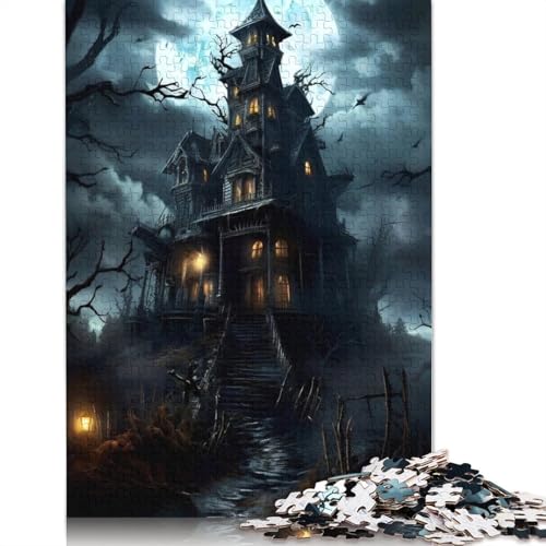 Holzpuzzle 1000 Teile Halloween Schloss Holzpuzzle Holzpuzzle für Erwachsene und Jugendliche ab 12 Jahren Weihnachtsgeschenke 1000 Teile (75x50cm) von POLIUAWS