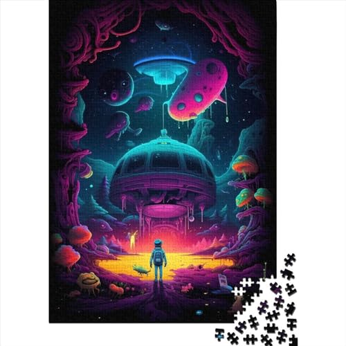 Holzpuzzle 1000 Teile Junge im psychedelischen Weltraum, Holzpuzzle für Erwachsene und Jugendliche ab 12 Jahren, Weihnachtsgeschenke, 1000 Teile (75x50cm) von POLIUAWS