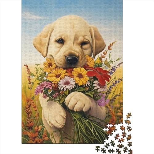 Holzpuzzle 1000 Teile Labrador Retriever für Kinder, Lernspiel für Erwachsene und Jugendliche, 1000 Teile (75x50cm) von POLIUAWS