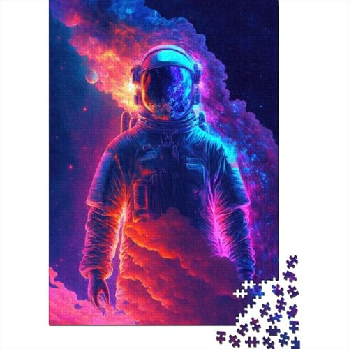 Holzpuzzle 1000 Teile Neon Astronaut Holzpuzzle für Erwachsene und Jugendliche ab 12 Jahren Weihnachtsgeschenke 1000 Teile (75x50cm) von POLIUAWS