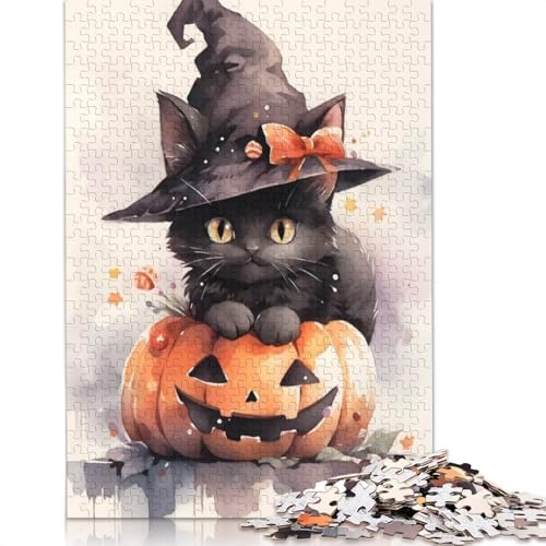 Holzpuzzle 1000 Teile für Erwachsene, Halloween-Kätzchen, Weihnachtsgeschenke, Lernspiel, Herausforderung, Spielzeug, 1000 Teile (75 x 50 cm) von POLIUAWS