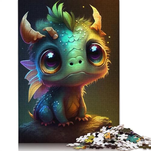 Holzpuzzle 1000 Teile für Erwachsene, niedliche Drachen, schwer zu machen, Geschenke für Heiligabend, 1000 Teile (75 x 50 cm) von POLIUAWS
