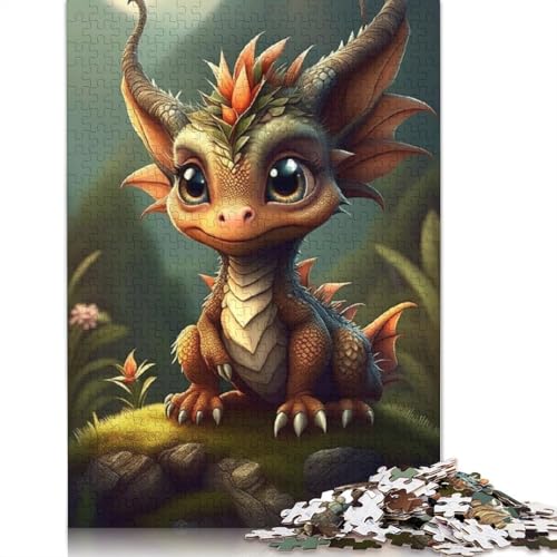 Holzpuzzle 1000 Teile mit niedlichen Drachen Holzpuzzle für Erwachsene und Jugendliche ab 12 Jahren, Weihnachtsgeschenke, 1000 Teile (75x50cm) von POLIUAWS