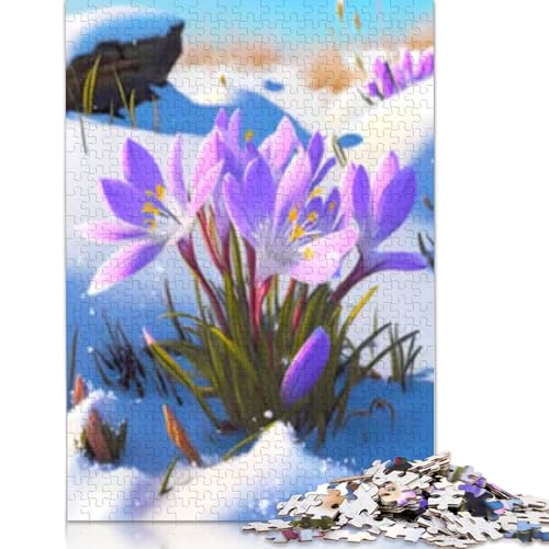 Holzpuzzle Crocus 1000 Teile für Erwachsene, Lernspiel, Herausforderung, Spielzeug, Geschenke für Heiligabend, 1000 Teile (75 x 50 cm) von POLIUAWS