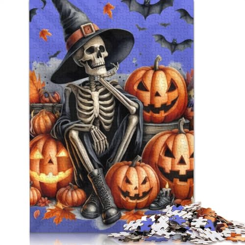 Holzpuzzle Halloween Skelett 1000 Teile, Holzpuzzle für Erwachsene und Jugendliche ab 12 Jahren, Weihnachtsgeschenke, 1000 Teile (75x50cm) von POLIUAWS