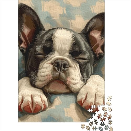 Holzpuzzle der französischen Bulldogge für Erwachsene und Jugendliche, 1000 Teile (75 x 50 cm) von POLIUAWS