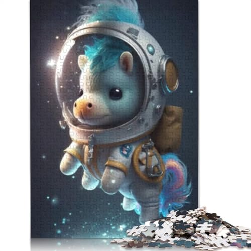 Holzpuzzle für Erwachsene, 1000 Teile, Astronaut, Weltraum-Pony, Pferd, pädagogisches Spiel, Herausforderung, Spielzeug, 1000 Teile (75 x 50 cm) von POLIUAWS