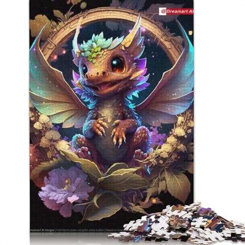 Holzpuzzle für Erwachsene, 1000 Teile, Babydrachen, Lernspiel, Herausforderung, 1000 Teile (75 x 50 cm) von POLIUAWS