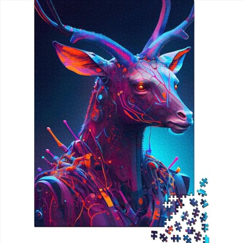 Holzpuzzle für Erwachsene, 1000 Teile, Hirsch, Lernspiel, Herausforderung, 1000 Teile (75 x 50 cm) von POLIUAWS