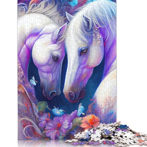 Holzpuzzle für Erwachsene, 1000 Teile, Mystische Pferde, Halloween-Puzzle, 1000 Teile (75 x 50 cm) von POLIUAWS