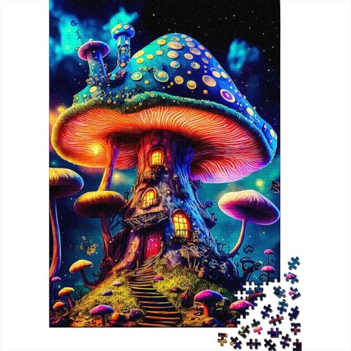 Holzpuzzle für Erwachsene, 1000 Teile, Pilzhaus, Halloween, 75 x 50 cm Holzpuzzle für Erwachsene, 1000 Teile, Pilzhaus, Halloween, 75 x 50 cm von POLIUAWS