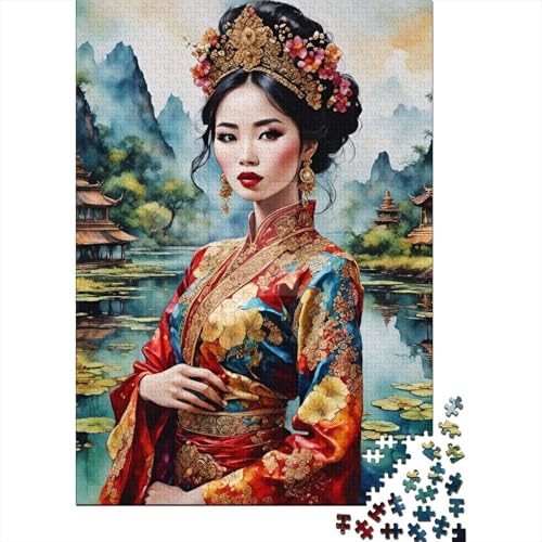 Holzpuzzle für Erwachsene, 1000 Teile, schönes Mädchen, pädagogisches Spiel, Herausforderungsspielzeug, 1000 Teile (38 x 26 cm) von POLIUAWS