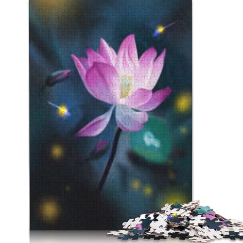 Holzpuzzle für Erwachsene, Lotusblume und Libellen, 1000 Teile (75 x 50 cm) von POLIUAWS