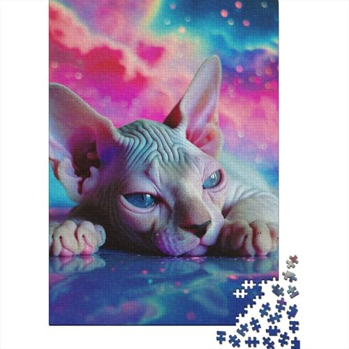 Holzpuzzle für Erwachsene und Jugendliche, Katze ohne Fell, Puzzle für Erwachsene und Jugendliche ab 12 Jahren, 1000 Teile (38x26cm) von POLIUAWS
