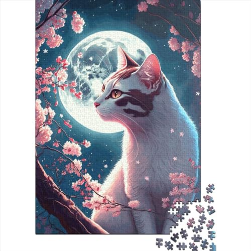 Holzpuzzle für Erwachsene und Jugendliche, japanische Katze, 1000 Teile (75 x 50 cm) von POLIUAWS