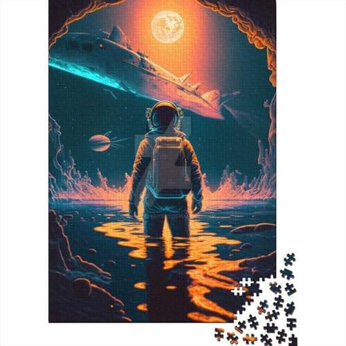 Holzpuzzle für Erwachsene und Jugendliche: Astronautenforschung, Erwachsenen-Puzzle, Lernspiel, Herausforderungsspielzeug, 1000 Teile (38 x 26 cm) von POLIUAWS