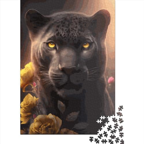 Holzpuzzle für Erwachsene und Jugendliche: Schwarzer Panther Portrait, Puzzle für Erwachsene und Jugendliche ab 12 Jahren, 1000 Teile (38 x 26 cm) von POLIUAWS